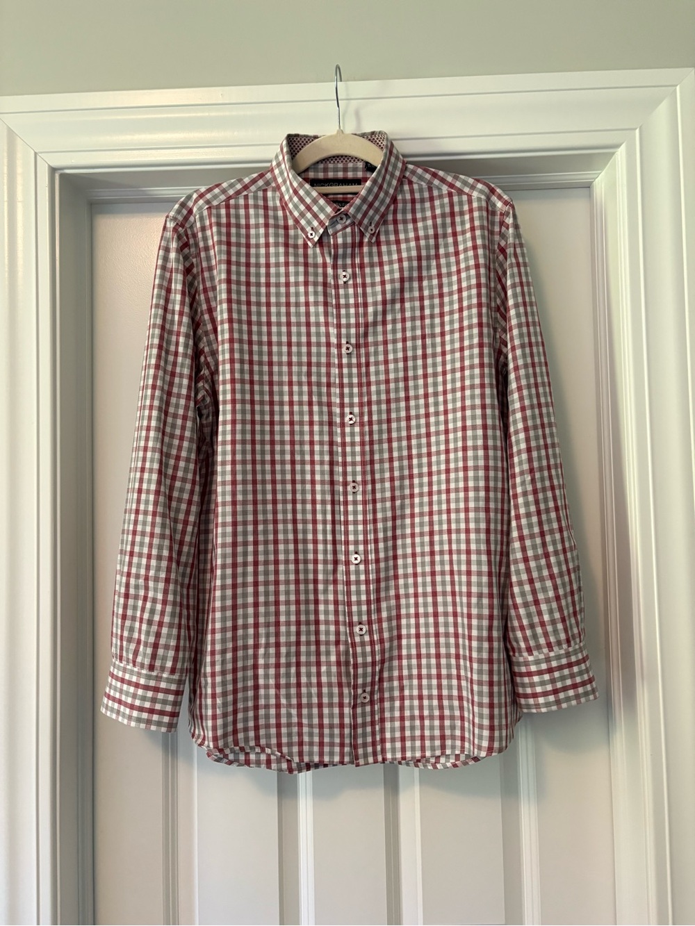 Nick Graham Men's Button-Down Plaid Shirt - Red & Gray